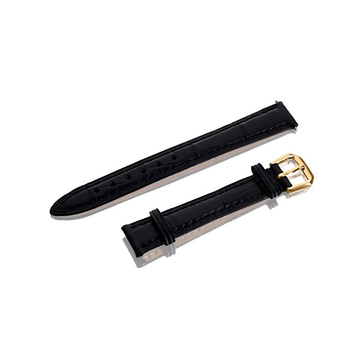 Black Crocodile Effect Leather Watch Strap - 14mm - S1064