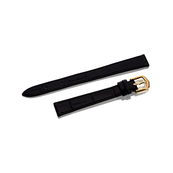Black Crocodile Effect Leather Watch Strap - 12mm - S1065