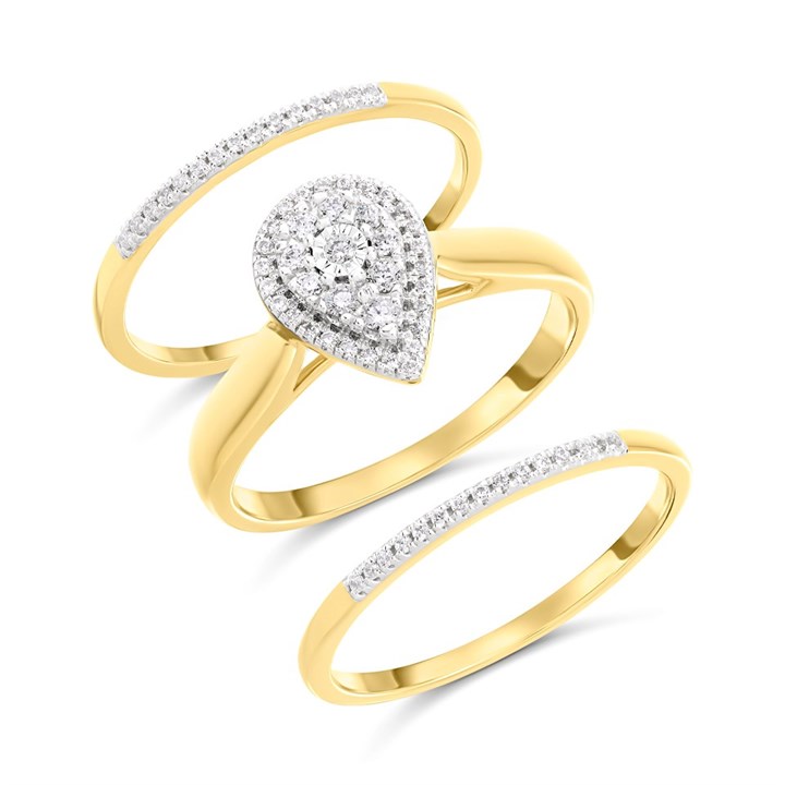 The Bridal Suite 9ct Gold Diamond Engagement, Wedding And Half Eternity Ring Set - 1/4ct - S3273