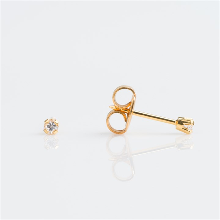 9ct Gold CZ Ear Piercing Stud Earrings - 2mm - S75918