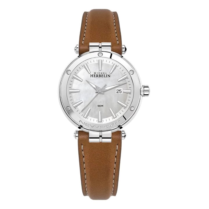 Herbelin 14288AP19GD Newport Brown Leather Strap Watch - W03101