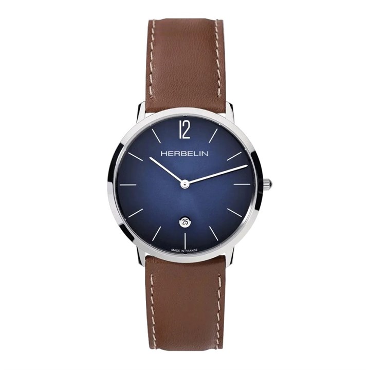 Herbelin 19515AP15GD City Blue Dial Brown Leather Strap Watch - W03126