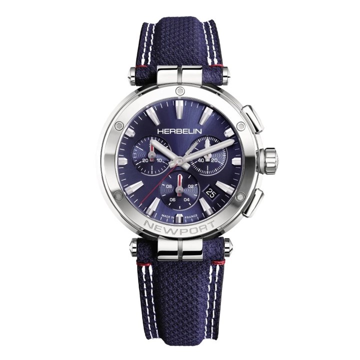 Herbelin 37658AP15BL Newport Chronograph Blue Leather Strap Watch - W03133