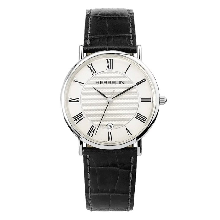 Herbelin 12248AP08 Classique Black Leather Strap Watch - W0398
