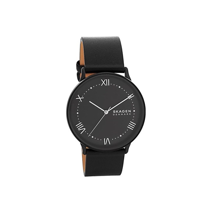 Skagen SKW6623 Black IP Black Leather Strap Watch - W06264