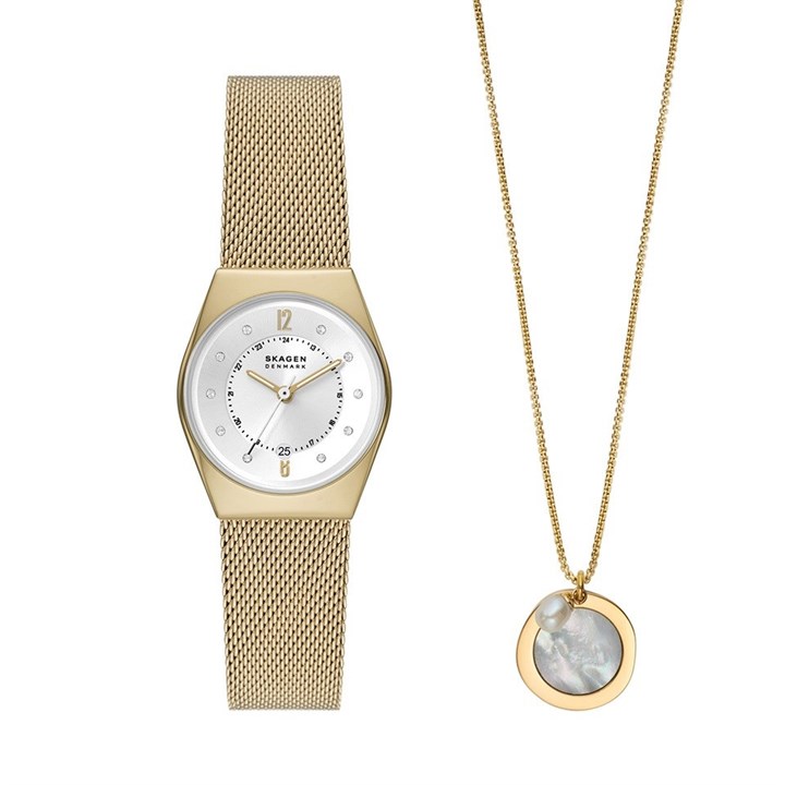 Skagen SKW1152SET Grenen Gold Plated Watch And Necklace Gift Set - W06293