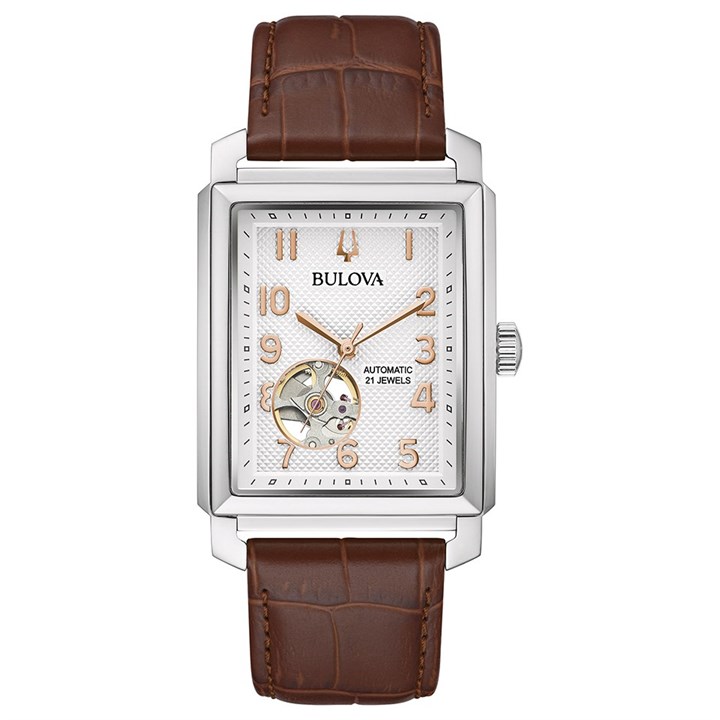 Bulova Classic Sutton 96A268 Automatic Brown Leather Strap Watch - W09228