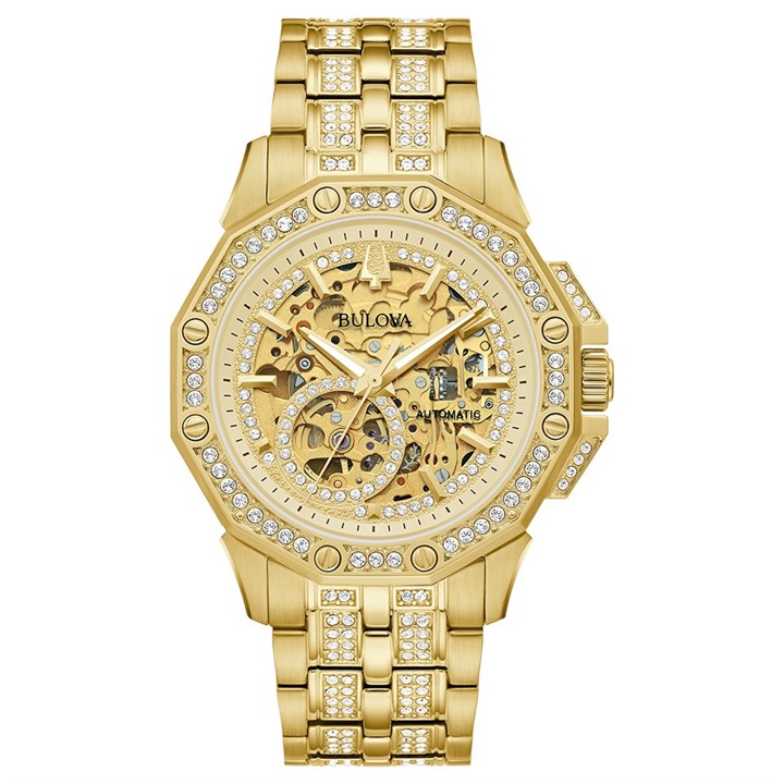 Bulova Crystal 98A292 Octava Automatic Gold Tone Bracelet Watch - W09250