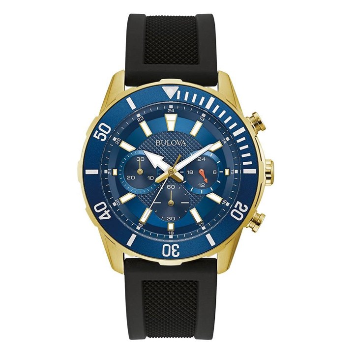 Bulova 98A244 Chronograph Black Silicone Strap Watch - W09325