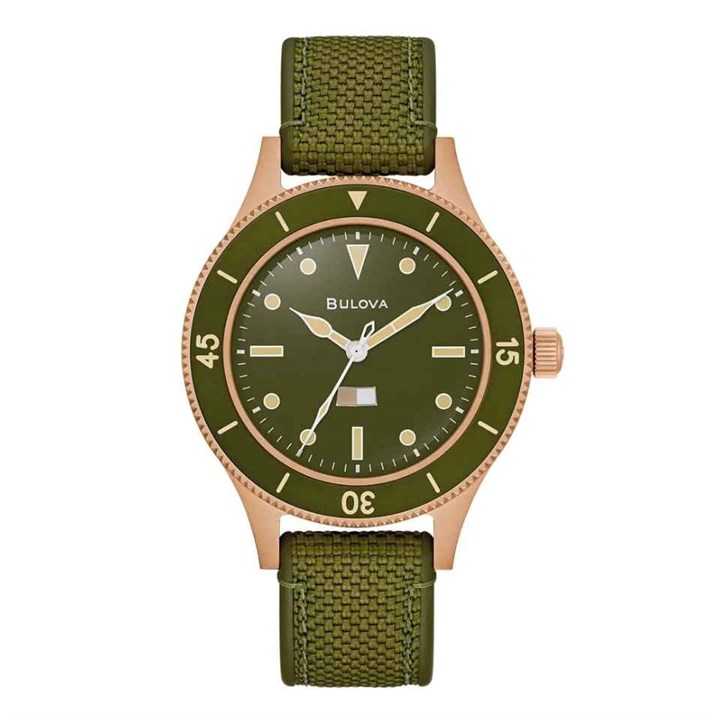 Bulova Archive Series 98A324 MIL-SHIPS Green Watch - Special Edition - W09373
