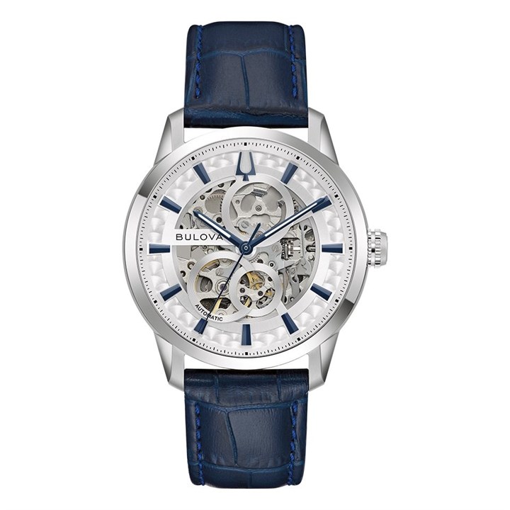 Bulova Sutton 96A330 Automatic Blue Leather Strap Watch - W09395