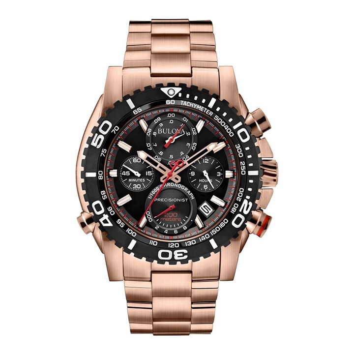 Bulova Men's Steel Size 1 Black/Red Icon Uhf Precisionist Chronograph Bracelet Watch - W0958 98B213