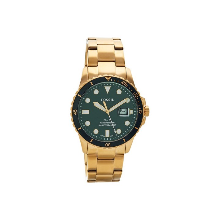 Gold Plated Green Dial Bracelet Watch 