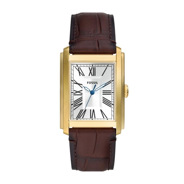 Fossil FS6011 Carraway Gold Plated Brown Leather Strap Watch - W10326