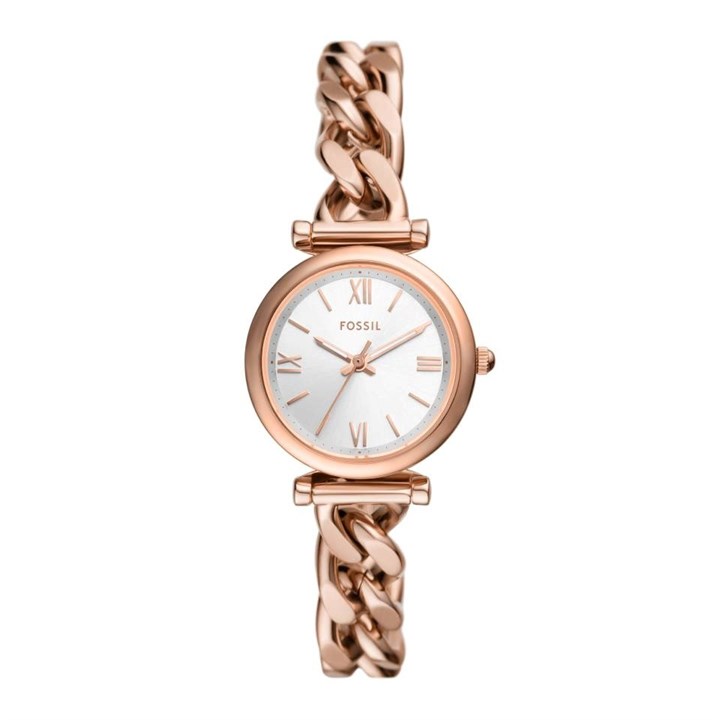 Fossil ES5330 Carlie Rose Gold Plated Curb Bracelet Watch - W10343