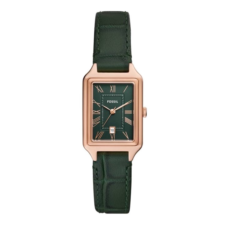 Fossil ES5366 Raquel Green Leather Strap Watch - W10368
