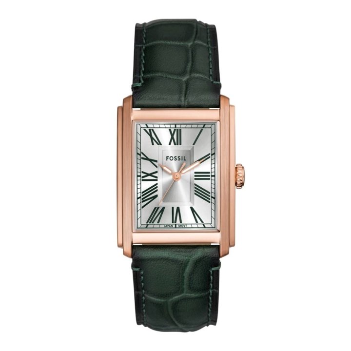Fossil FS6077 Carraway Green Leather Strap Watch - W10370