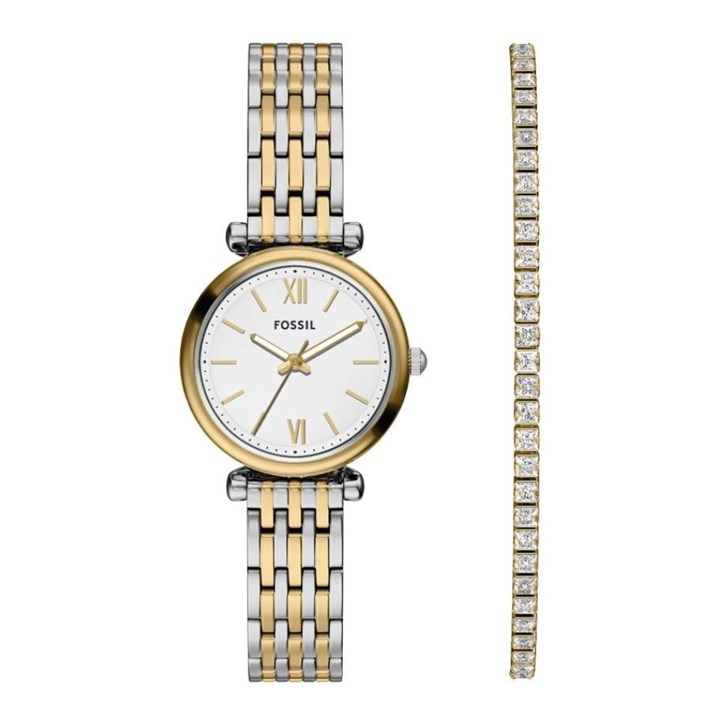 Fossil ES5450SET Carlie Two Tone Watch And Tennis Bracelet Gift Set - W10460