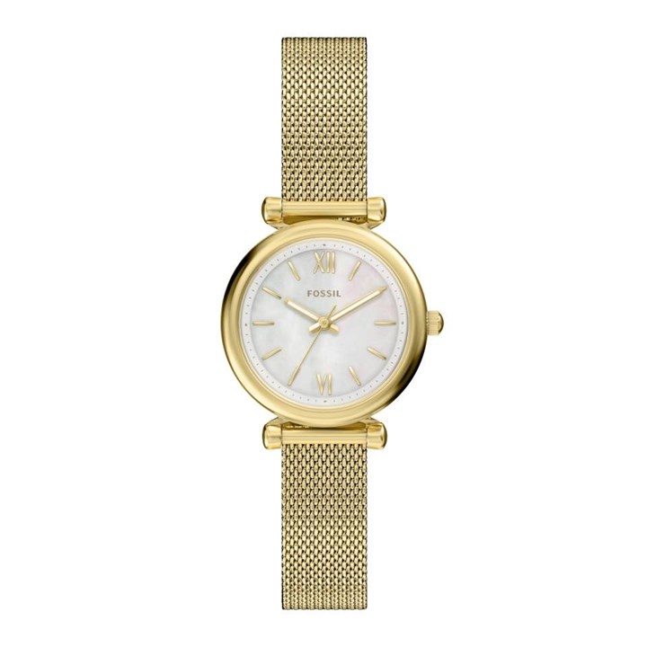Fossil ES5462 Carlie Mini Gold Tone Mesh Bracelet Watch - W10478