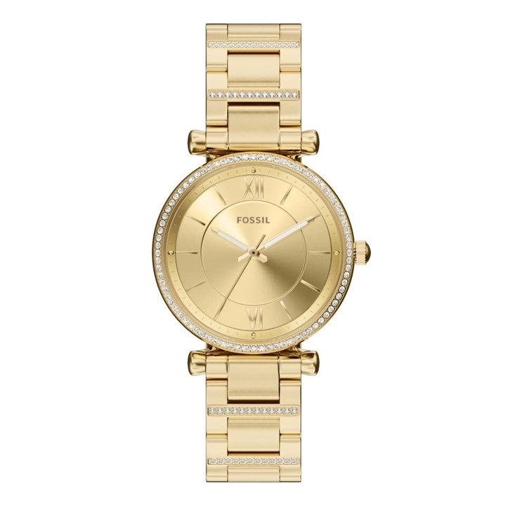 Fossil ES5465 Carlie Gold Tone Stone Set Bracelet Watch - W10480