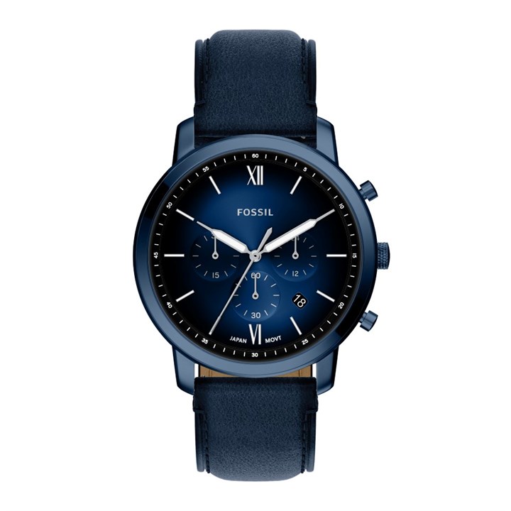 Fossil FS6168 Neutra Chronograph Blue Leather Strap Watch - W10491