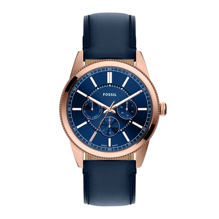 Fossil FS6196 Pearson Multifunction Blue Leather Strap Watch - W10503