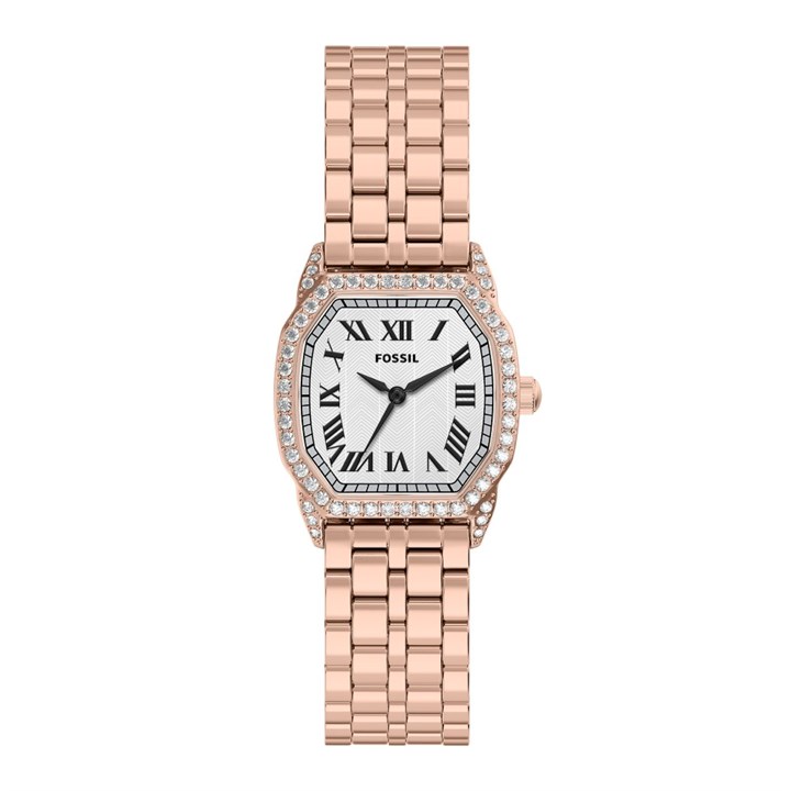 Fossil ES5525 Harlow Rose Tone Stone Set Bracelet Watch - W10548