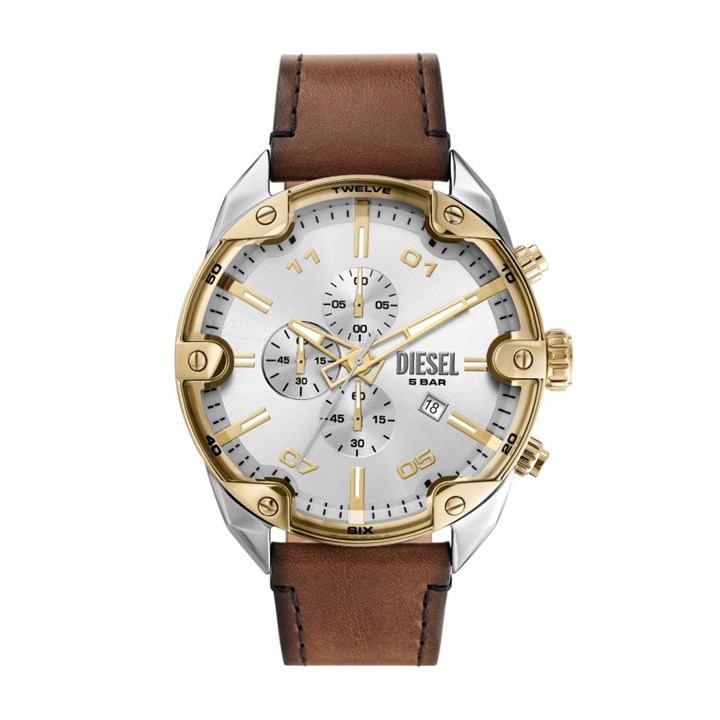 Diesel DZ4665 Spiked Chronograph Brown Strap Watch - W11298