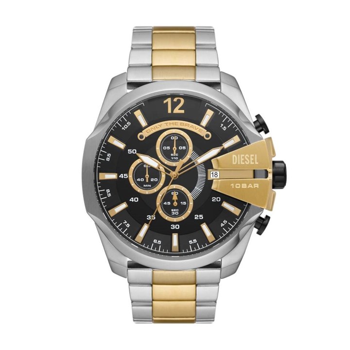 Diesel DZ4581 Mega Chief Chronograph Two Tone Black Dial Bracelet - W11334