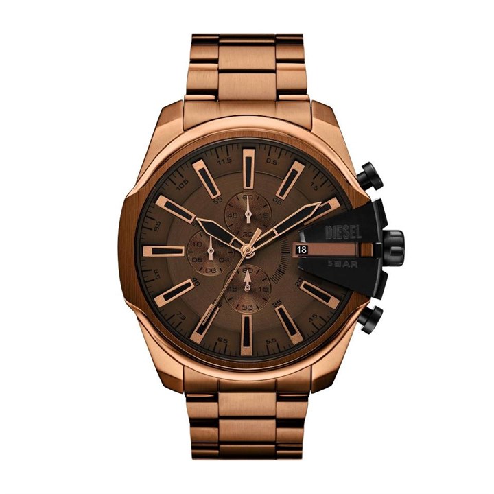 Diesel DZ4697 Mega Chief Slim Chronograph Copper IP Bracelet Watch - W11362