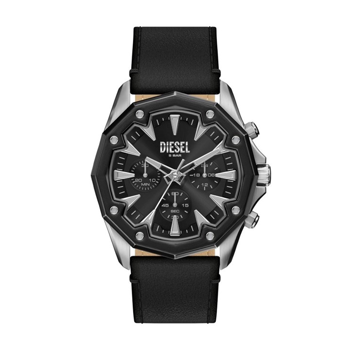 Diesel DZ4710 Stinger Chronograph Black Leather Strap Watch - W11369