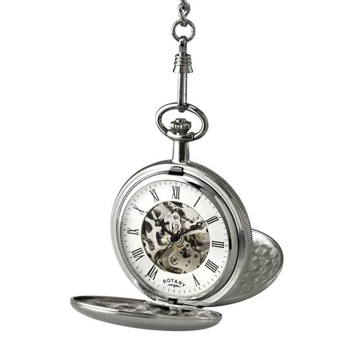 Rotary MP00726/01 Skeleton Mechanical Pocket Watch - W13116
