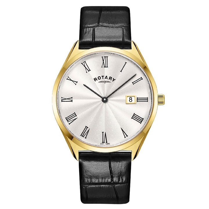 Rotary GS08013/01 Ultra Slim Black Leather Strap Watch - W13136