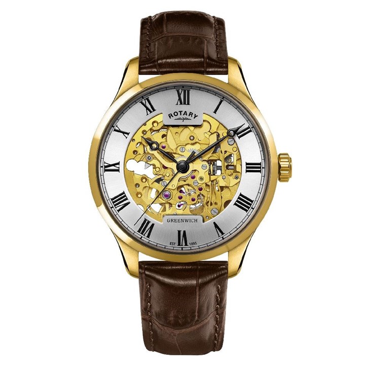 Rotary GS02941/03 Greenwich Automatic Brown Leather Strap Watch - W13137