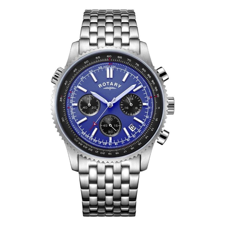 Rotary GB00165/05 Stainless Steel Chronograph Blue Dial Bracelet Watch - W13148