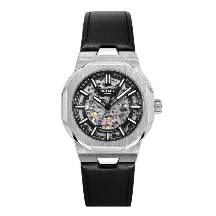Rotary GS05495/04 Regent  Automatic Black Leather Strap Watch - W13217