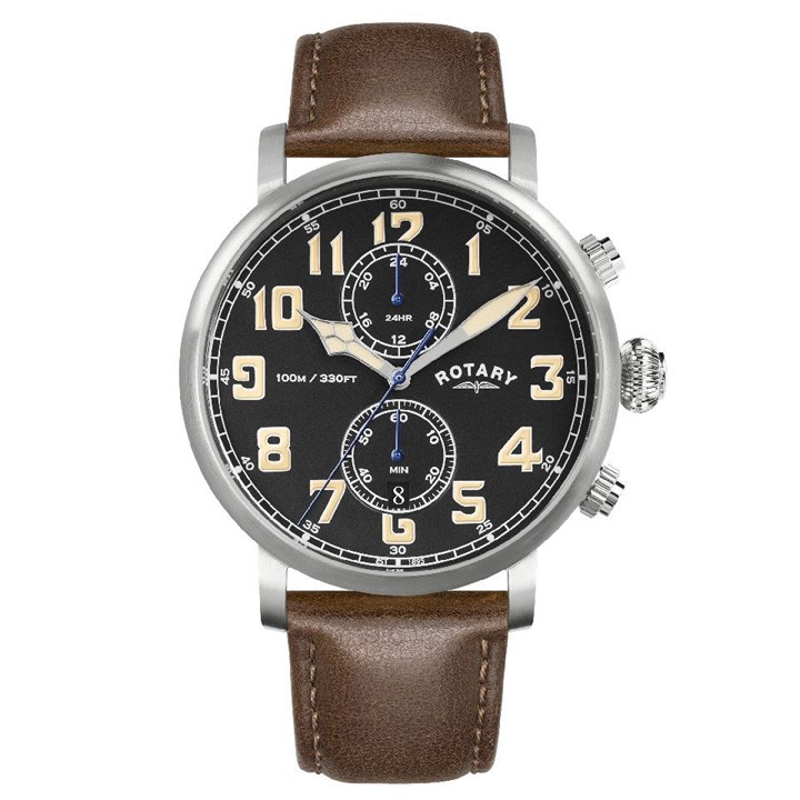 Rotary RGS10000/04 Apex100 Pilot Chronograph Brown Leather Strap Watch - W13308