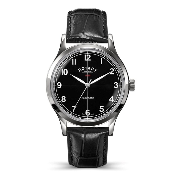 Rotary RGS10081/04 1895 Automatic Black Leather Strap Watch - W13329