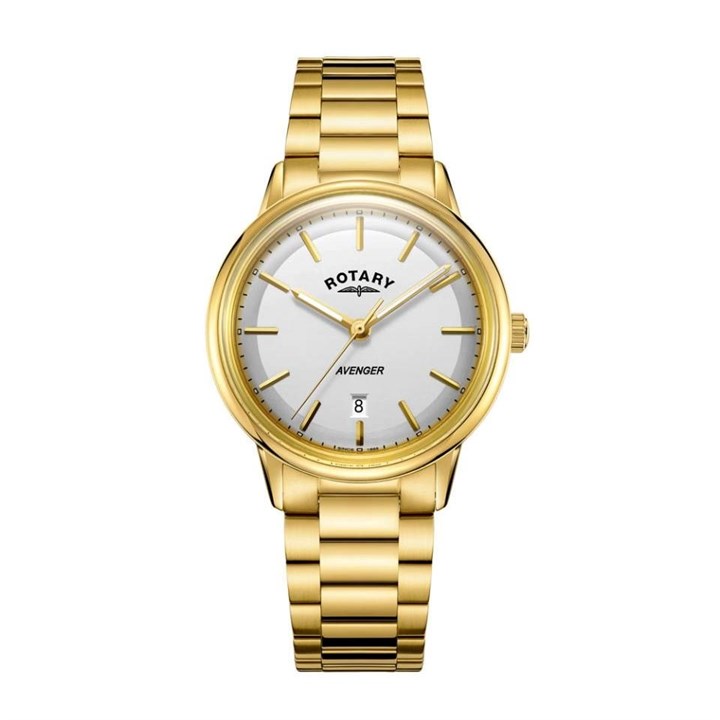 Rotary GB05343/02 Avenger Gold Plated White Dial Bracelet Watch - W1356