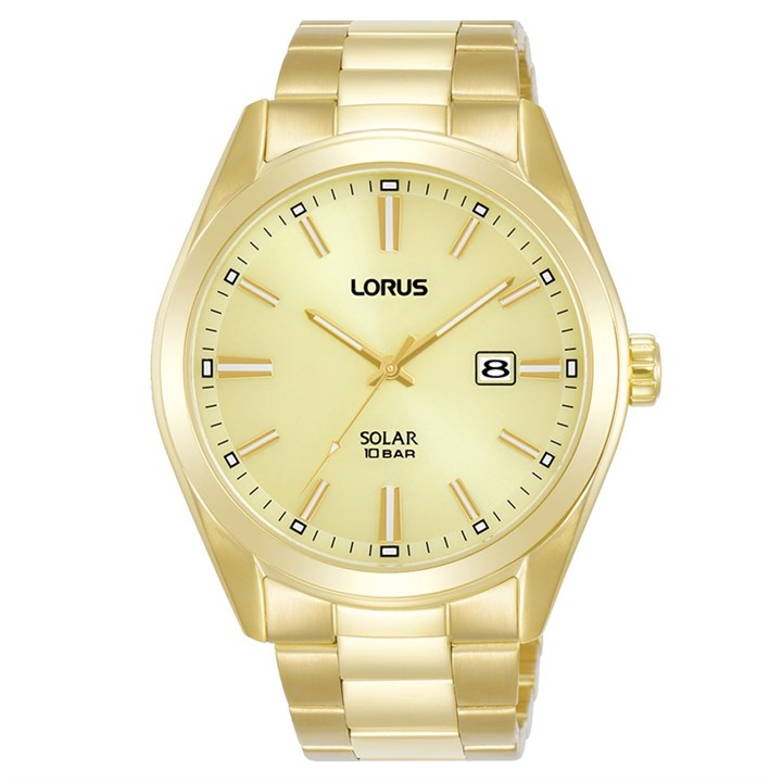 Lorus Men's Gold 100M Solar Plated Bracelet Watch - W16252 Rx338ax9