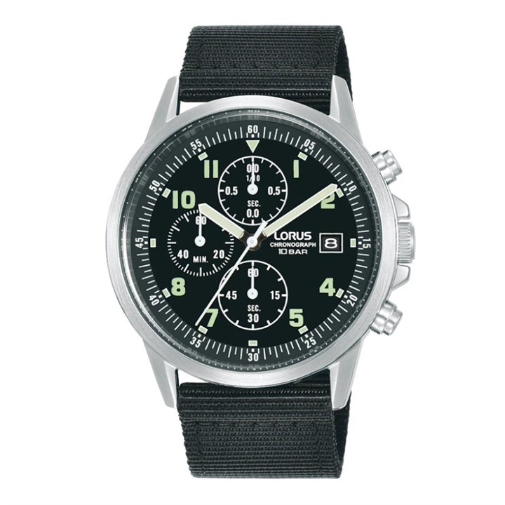 Lorus RM347JX9 Chronograph  Black Fabric Strap Watch - W16332