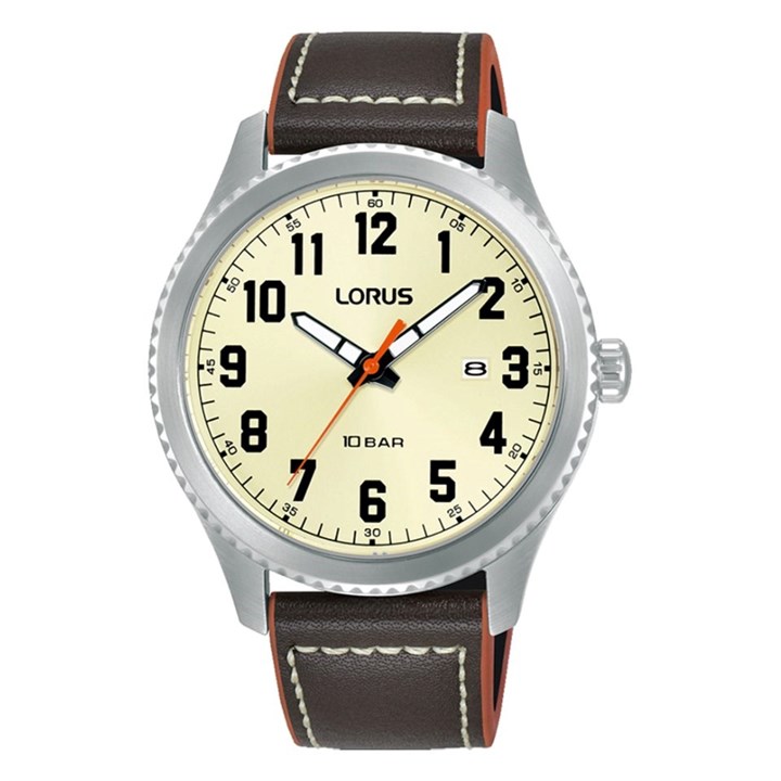 Lorus RH987RX9 Brown/Orange Leather Strap Watch - W16341