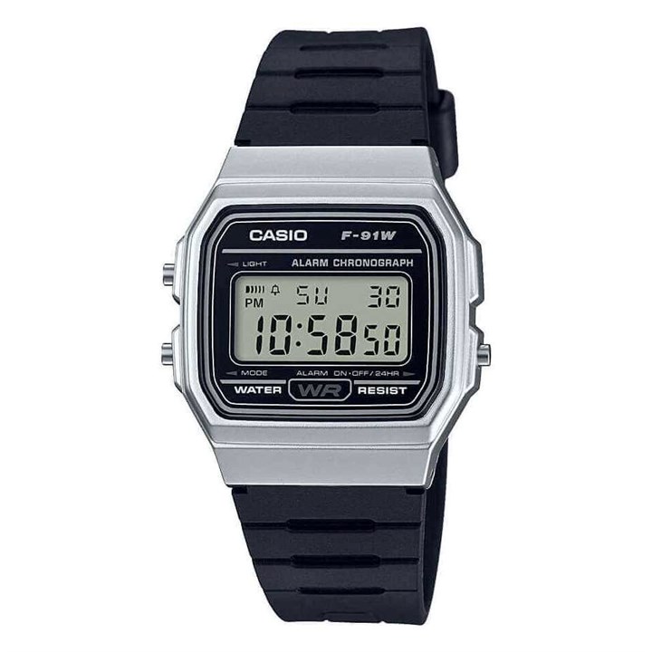 Casio Vintage F-91WM-7AEF Digital Alarm Black Resin Strap Watch - W1720