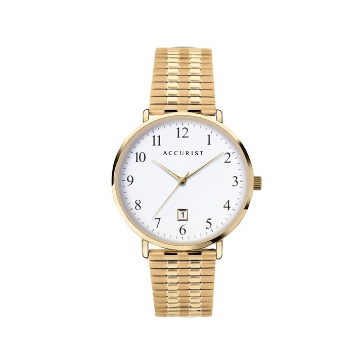 Accurst 7372 Classic White And Gold Tone Bracelet Watch - W19129