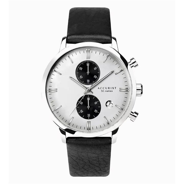 Accurist 7394 Black Leather Strap Watch - W19154