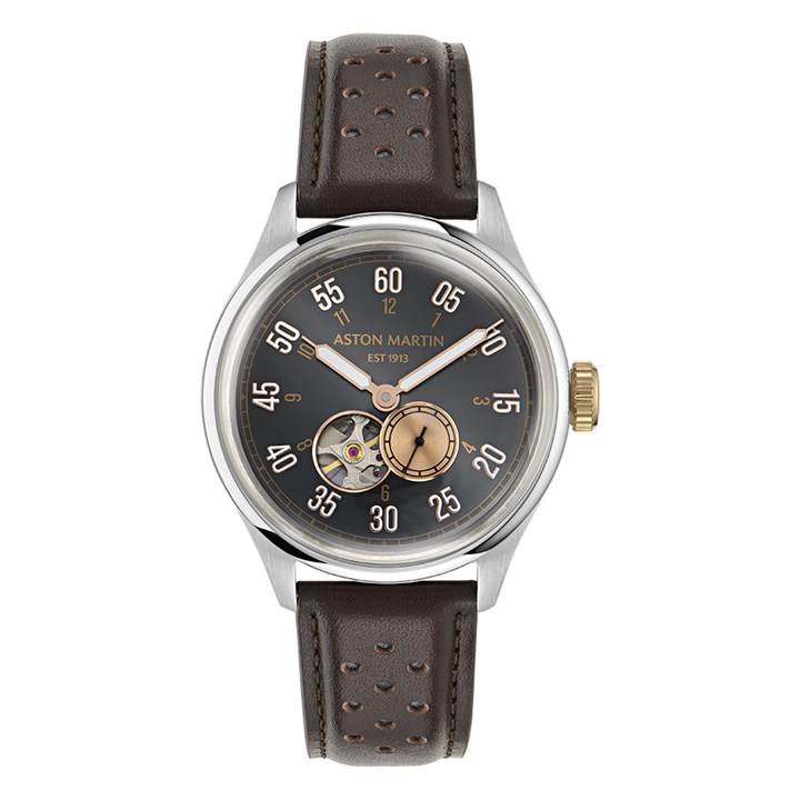 Aston Martin MTTS1F501 Timeless Automatic Stainless Steel Brown Leather Strap Watch - W2066