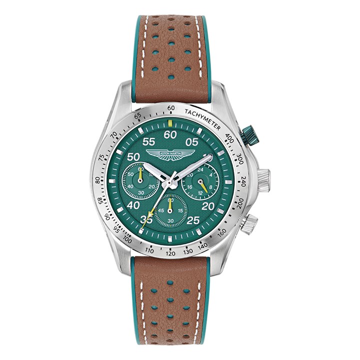 Aston Martin MTRS1F501 Thrill Chronograph Stainless Steel Green Dial Leather/Silicone Strap Watch - W2069