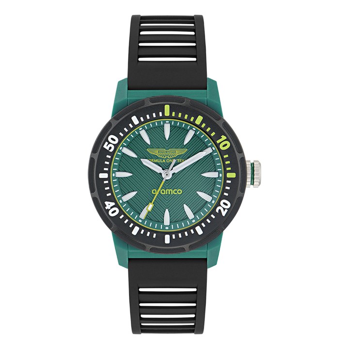 Aston Martin MTFK1F502 Aramco Formula 1 Black Silicone Strap Watch - W2083