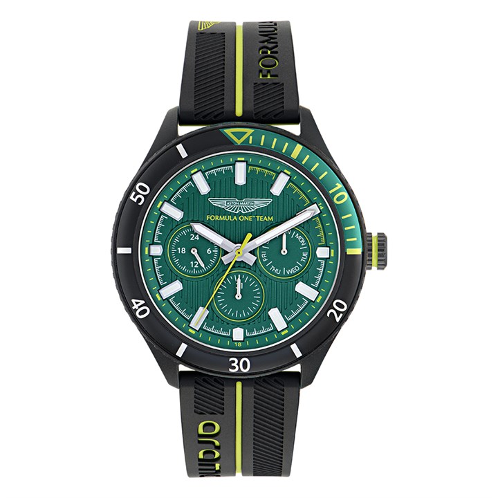 Aston Martin MTFP1F503 Aramco Formula 1 Black Silicone Strap Watch - W2088