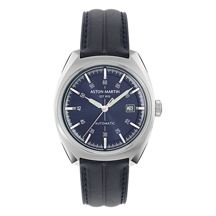 Aston Martin MTTS2S604 Timeless Automatic Stainless Steel Blue Dial Black Leather Strap Watch - W2090